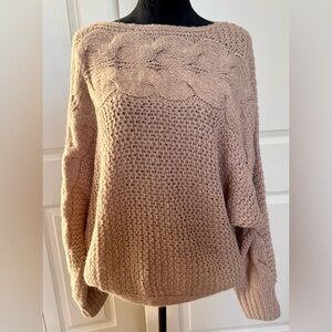 Cozy Cable Knit Sweater - dusty rose pink